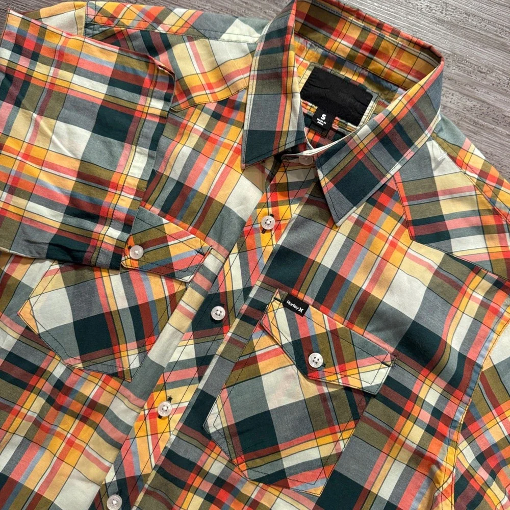 Hurley Shirt Mens S Multicolor Plaid Cotton Western Surf Casual Beach Outdoor